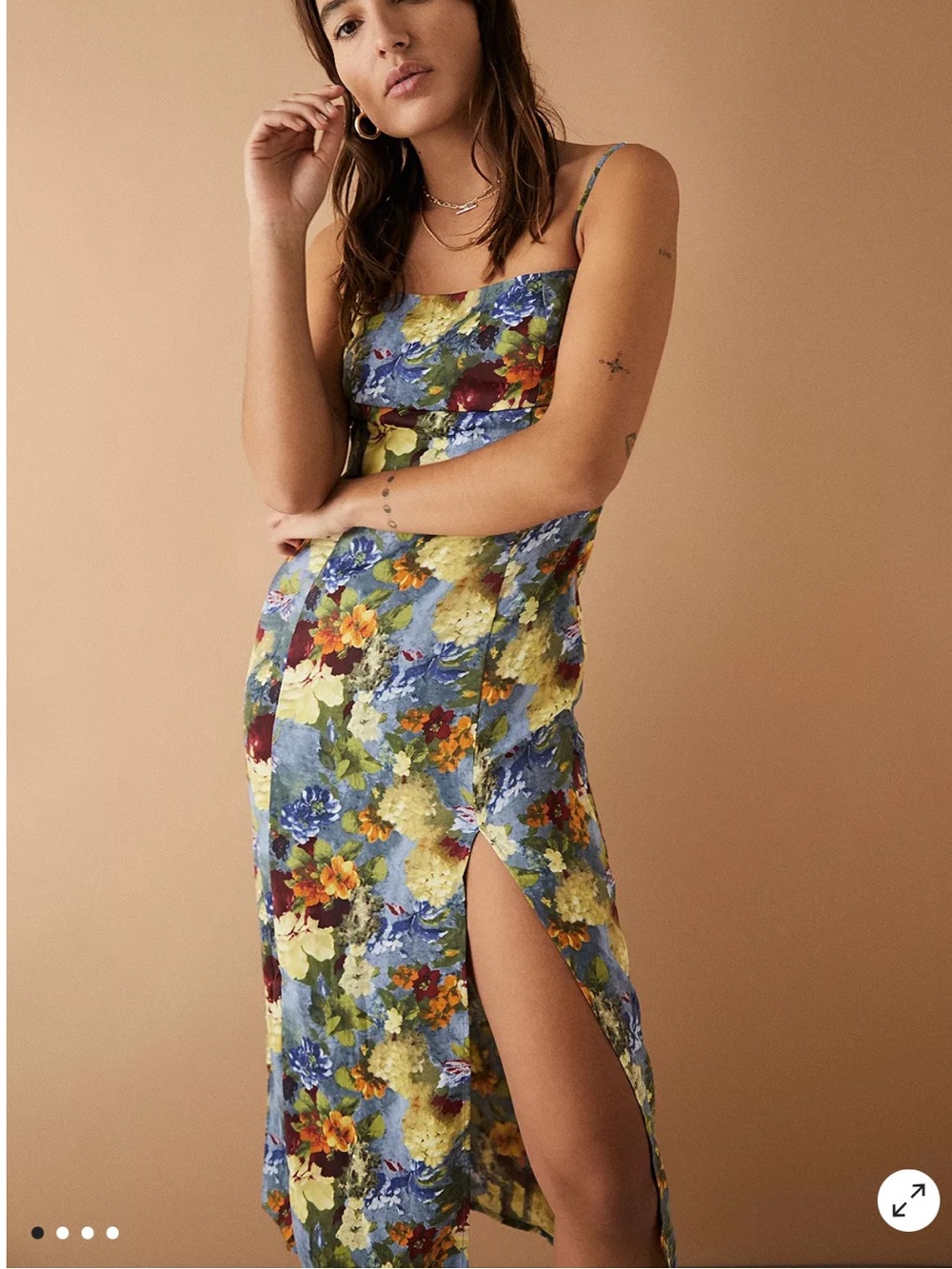 Urban Outfitters Blue Sasha Satin Midi Slip Dress